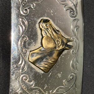 Small Vintage Horse Head Cowboy or Cowgirl Western Ornate Scroll Belt Buckle